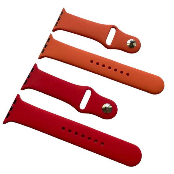 NEW 2 Silicone Sport Bands Apple Watch 38 40 41mm - M/L Red Orange - Picture 2 of 7